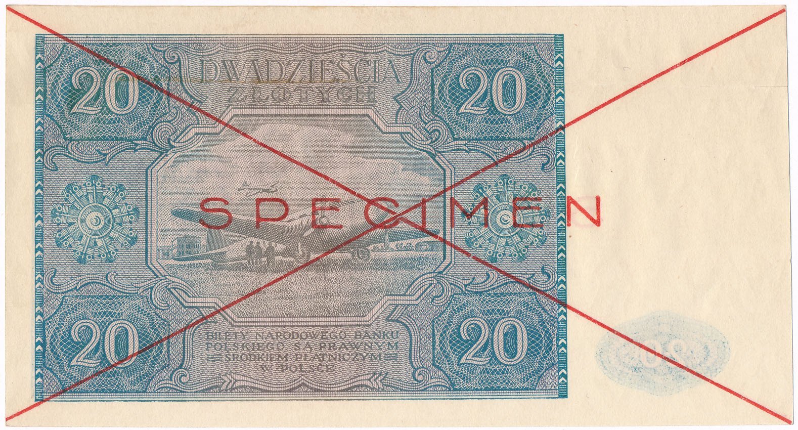 WZÓR / SPECIMEN 20 złotych 1946 , RZADKOŚĆ